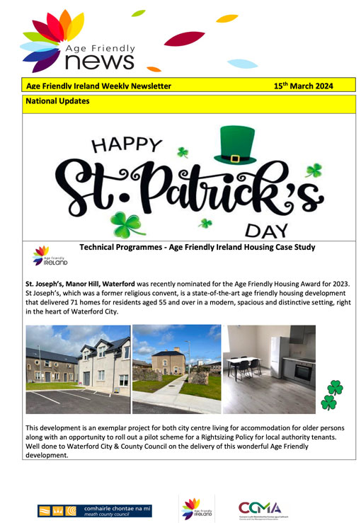 age friendly newsletter 15th march 2024
